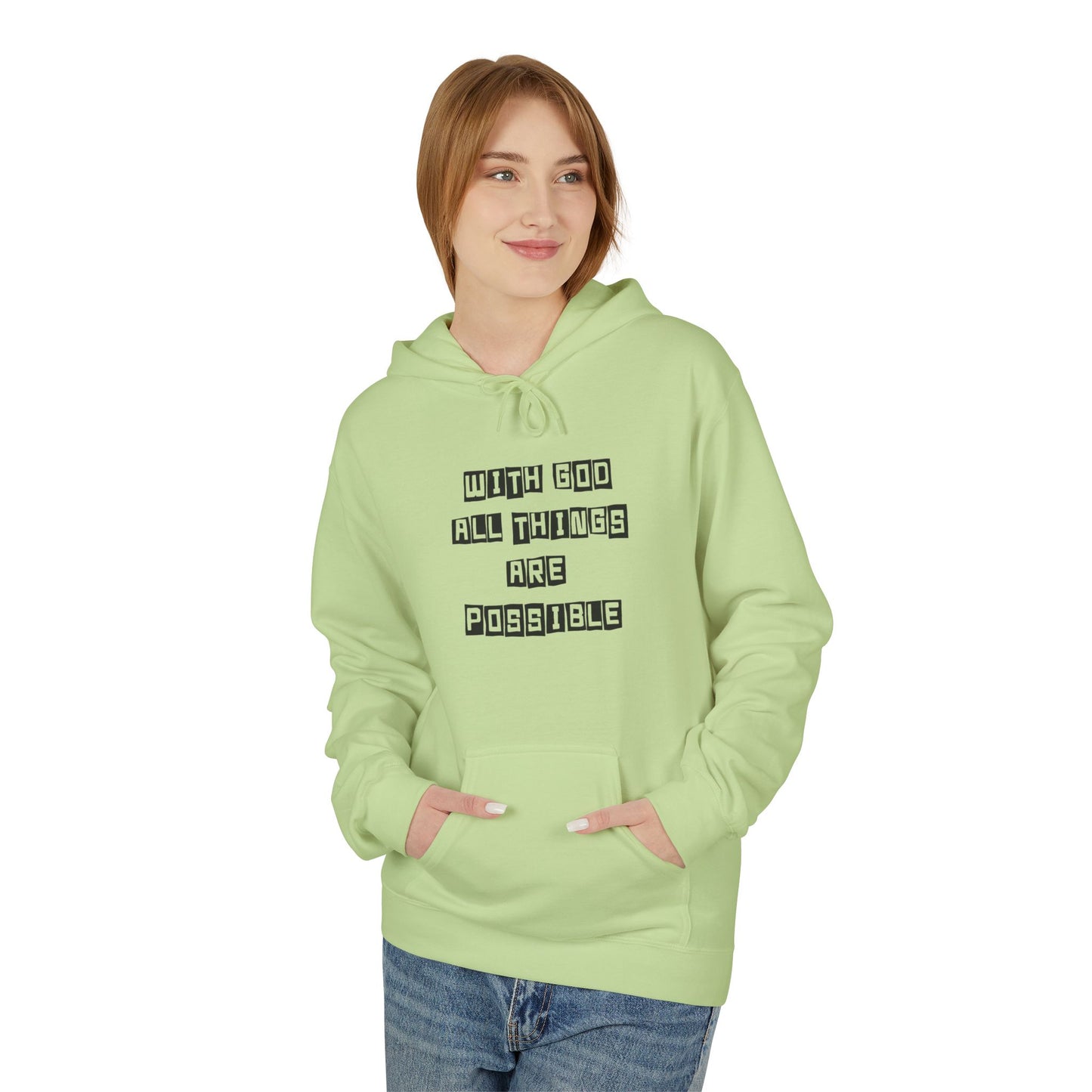 Inspirational Eagle Fleece Hoodie - 'With God All Things Are Possible'