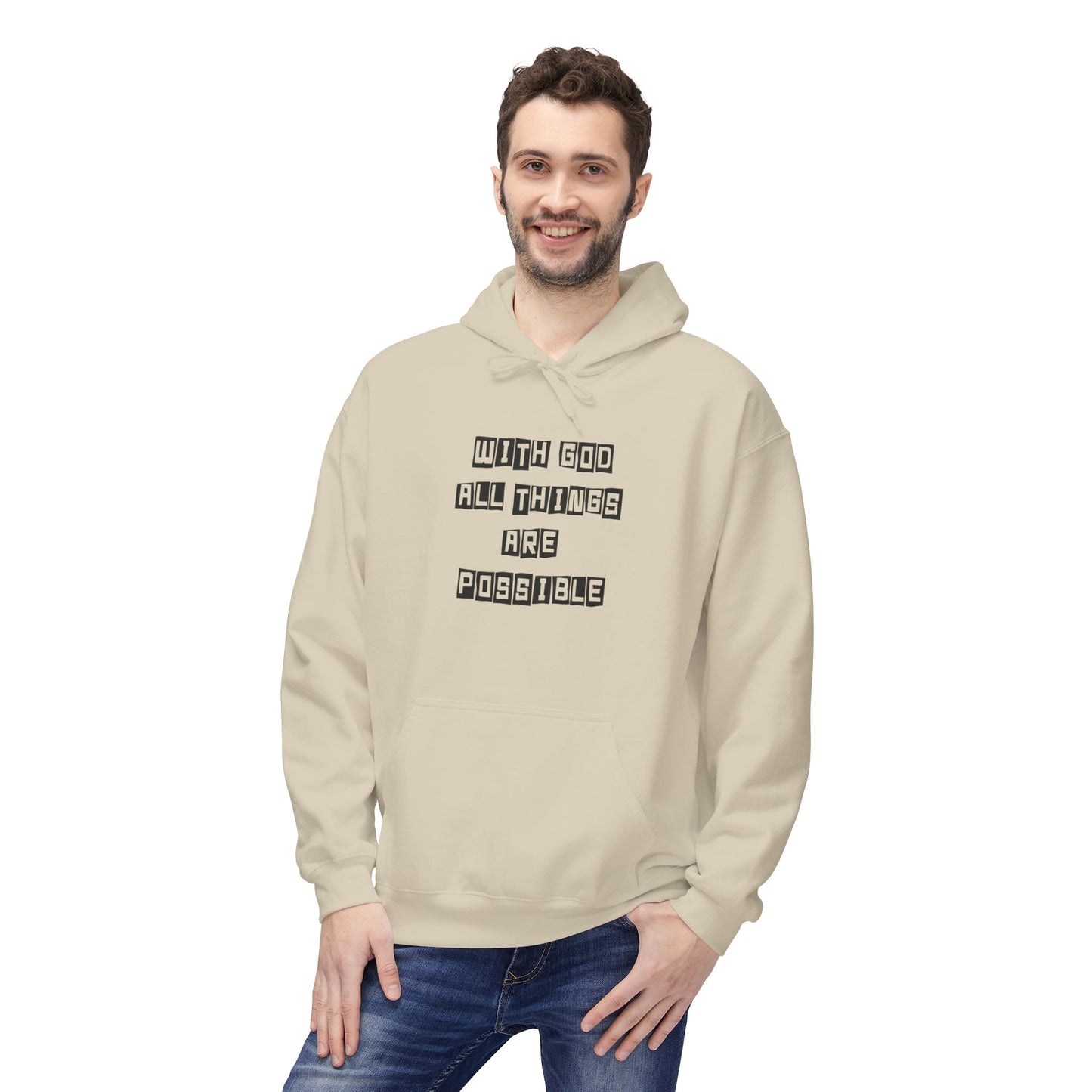 Inspirational Eagle Fleece Hoodie - 'With God All Things Are Possible'