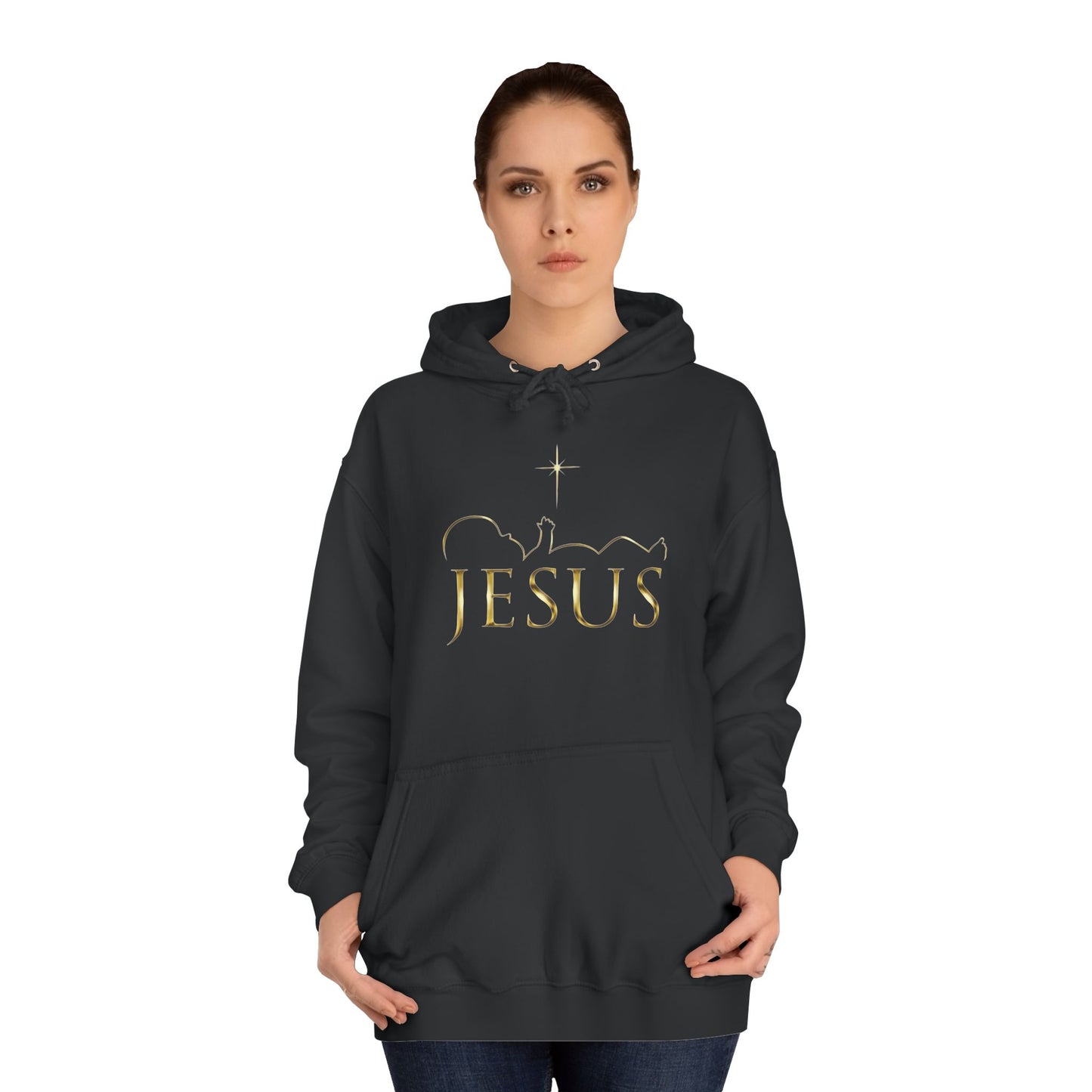 Inspirational Unisex College Hoodie - 'JESUS MY LORD'