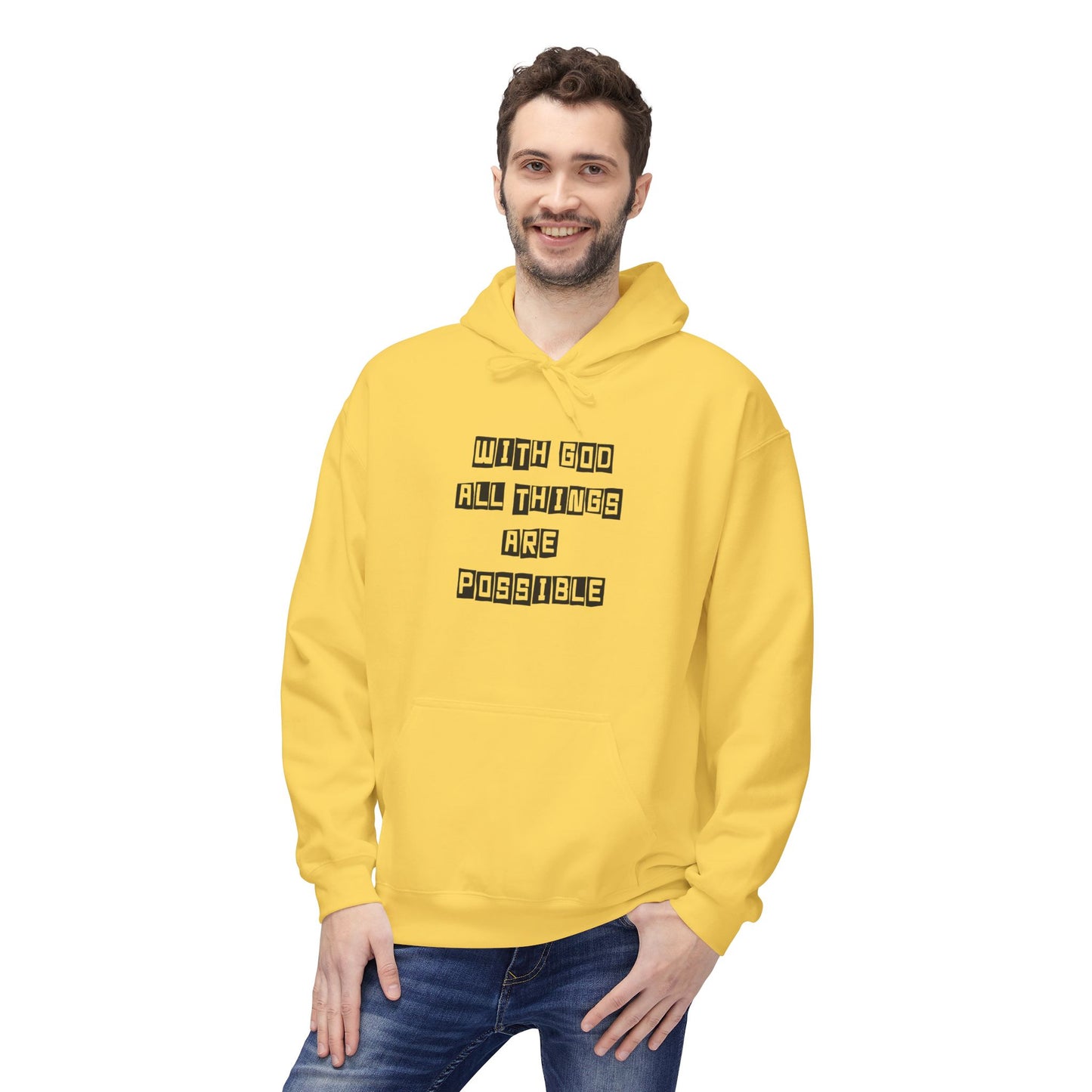 Inspirational Eagle Fleece Hoodie - 'With God All Things Are Possible'