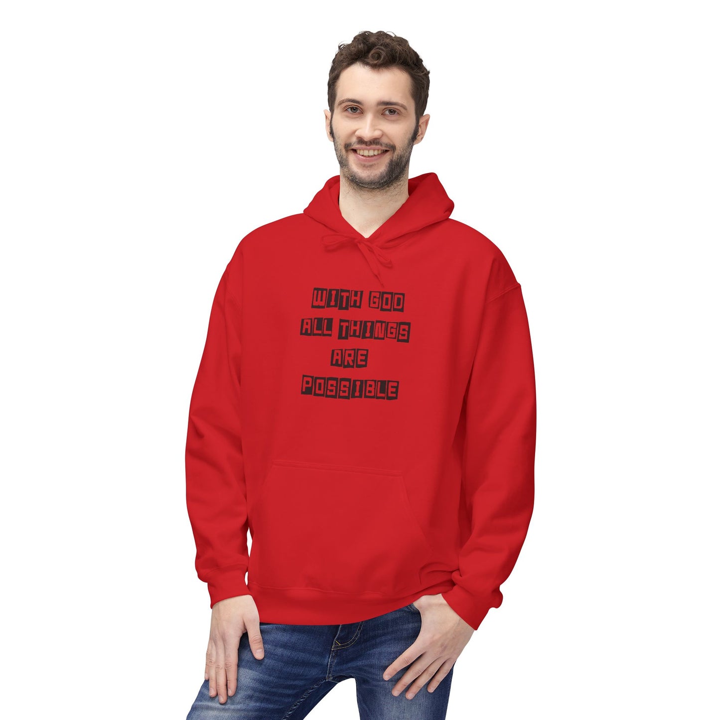 Inspirational Eagle Fleece Hoodie - 'With God All Things Are Possible'