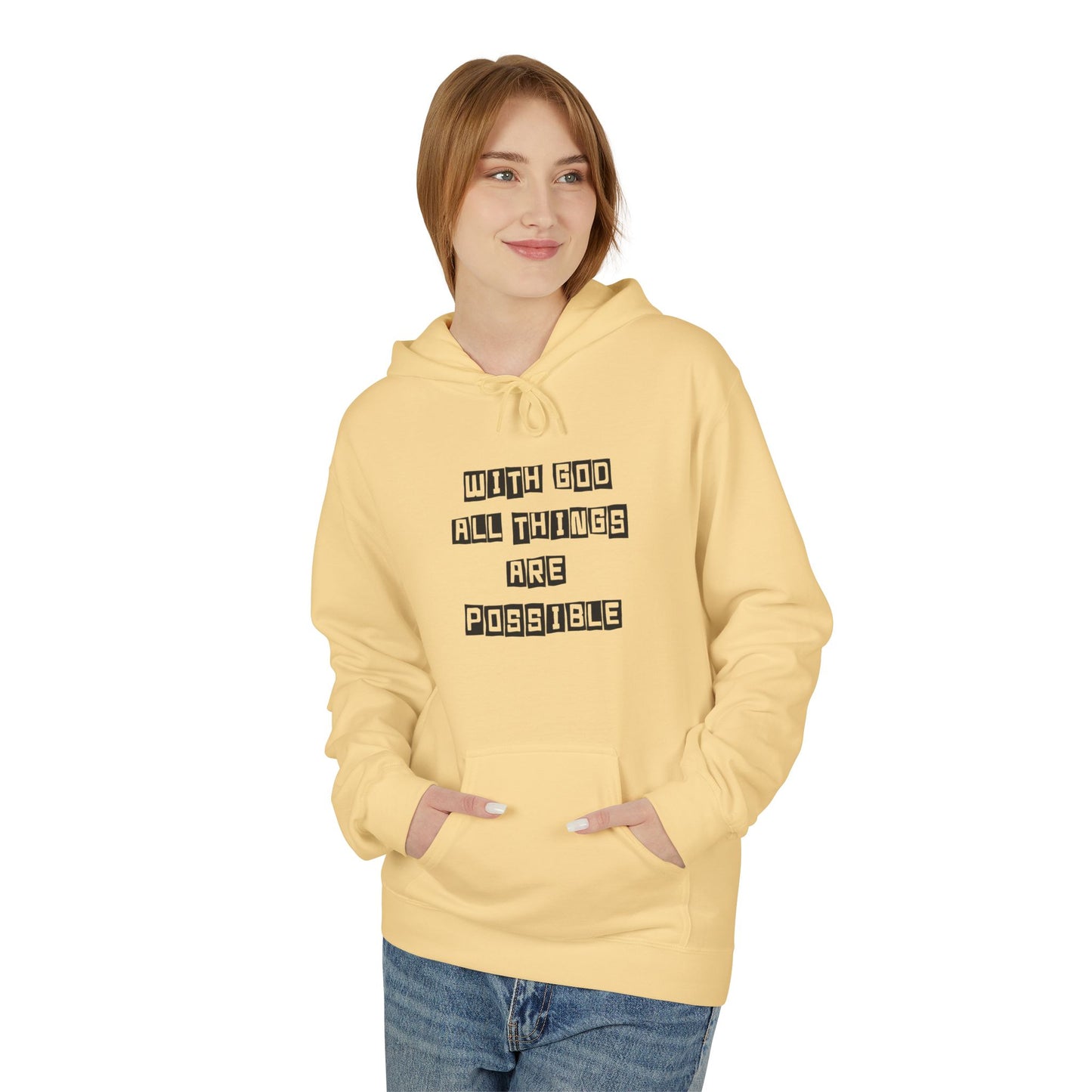 Inspirational Eagle Fleece Hoodie - 'With God All Things Are Possible'