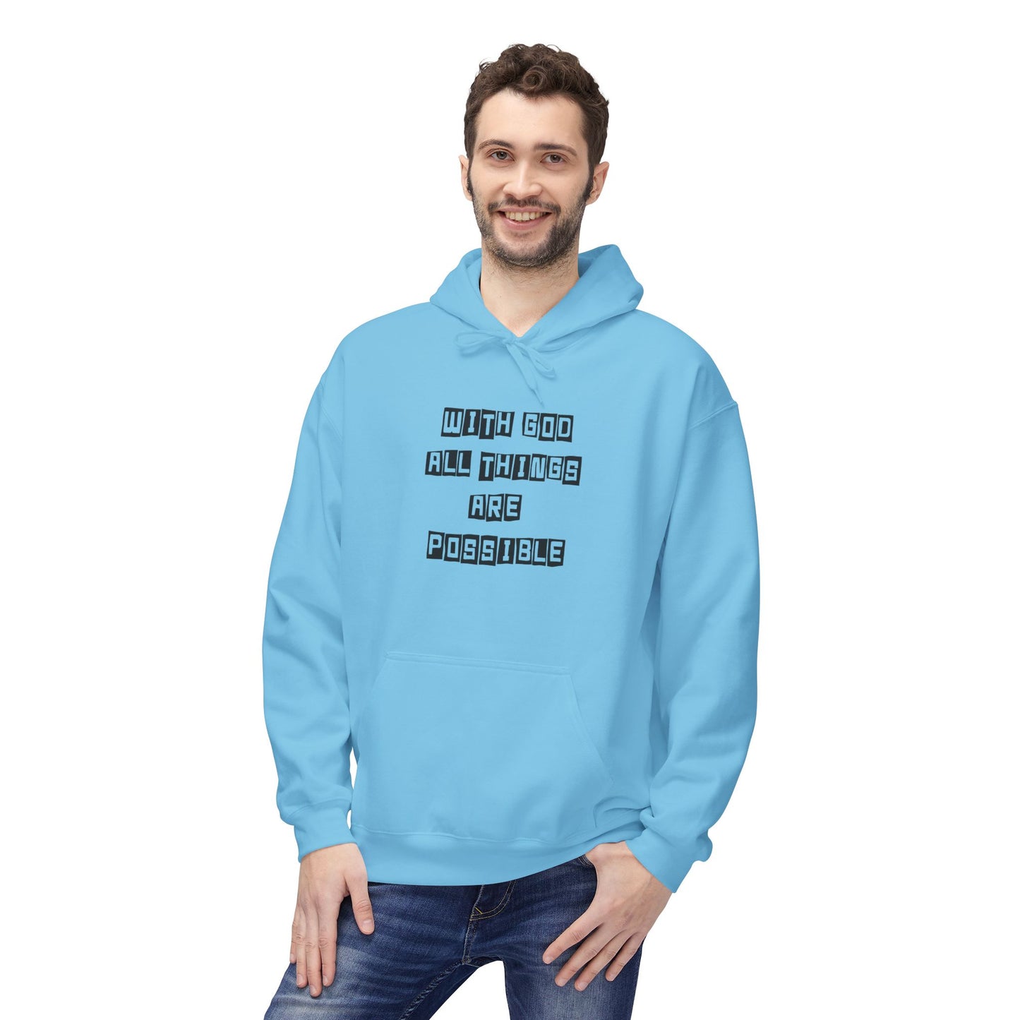 Inspirational Eagle Fleece Hoodie - 'With God All Things Are Possible'